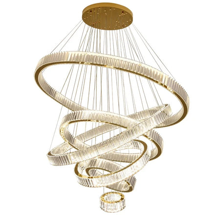 6 Ring Large Led Crystal Chandelier Villa Duplex High Altitude Luxury Ceiling Pendant