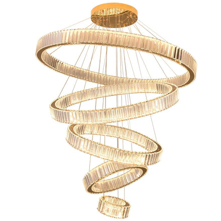 5 Ring Large Light Pendant Hotel Villa Lighting Project Decorative Crystal Chandelier