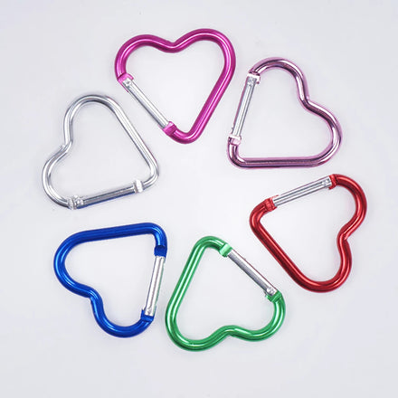 Aluminum Heart Shaped Key Ring Keychain Clip Multicolor Heart Shaped Spring Buckle for Backpack Key Bag Buckle Fastener