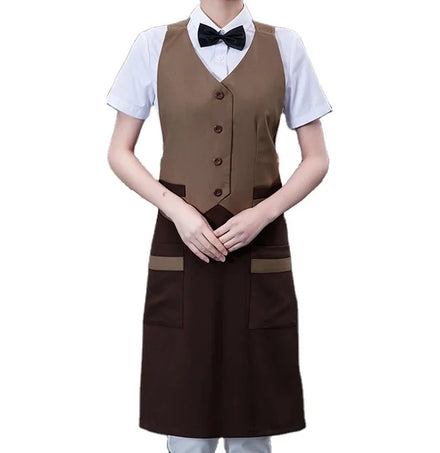 Oem Customized logo Design Long Milk Tea Shop Dessert Shop Restaurant Coffee Shop Waiter Work Apron Uniform