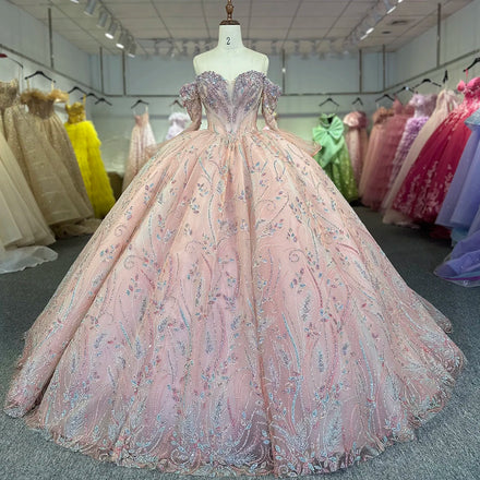 Jancember 6830 Modern Crystal Pink Off Shoulder Beading Quinceanera Dresses