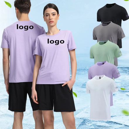 Sports T-Shirts for Men and Women Quick-Drying Short-Sleeved Tops Loose and Breathable Running Ice Silk Fitness T-Shirt