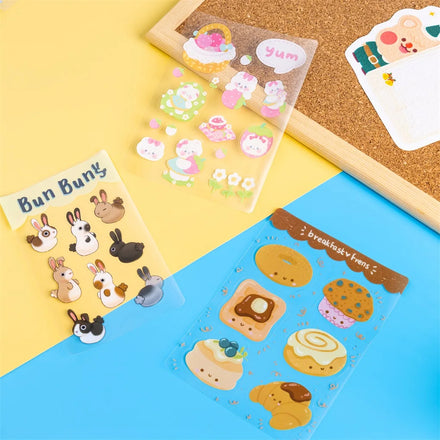 Custom Waterproof Vinyl Stickers Cartoon Labels Kiss Cut Stickers Double Layer Transparent Sheets Stickers Private Labels