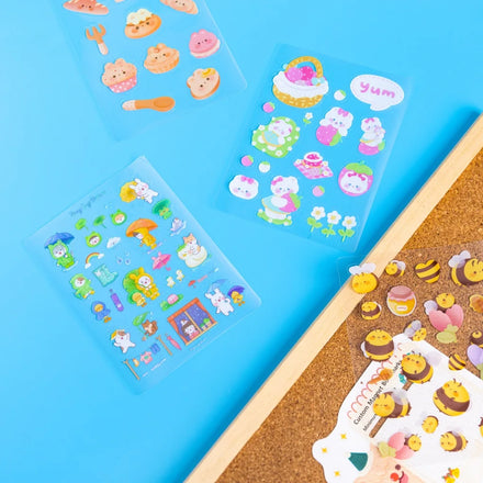 Custom Diary Double Layer Transparent Stickers Wholesale Vinyl Kiss Cut Waterproof Sheets Stickers