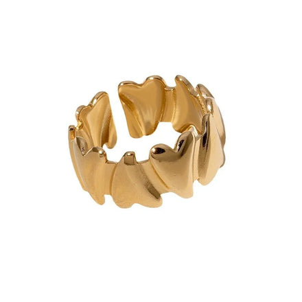 BM Eco-friendly Quality Stainless Steel 18K Gold/Silver Plated Trendy Unisex Open Adjustable Heart Eternity Band Ring
