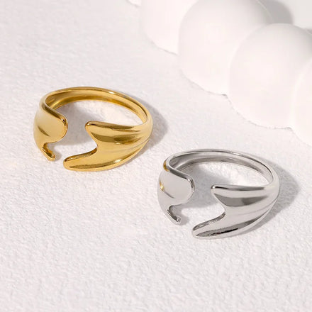 BM Irregular Waterproof 18k Real Gold-plated Stainless Steel Open Women Ring