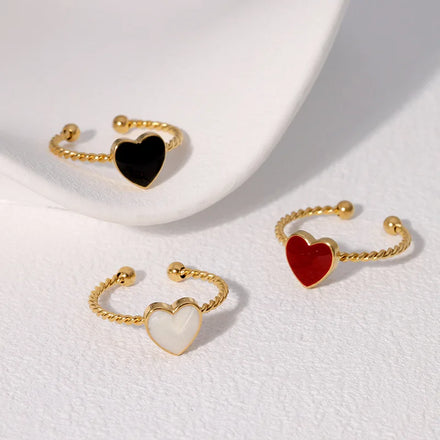 BM Eco-friendly Jewelry 18k Gold Waterproof Stainless Steel Red Heart Ring