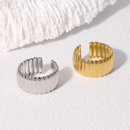 BM Ins Jewelry Women's Punk Stainless Steel Ring with Waterproof Line Pattern Fashion Rings
