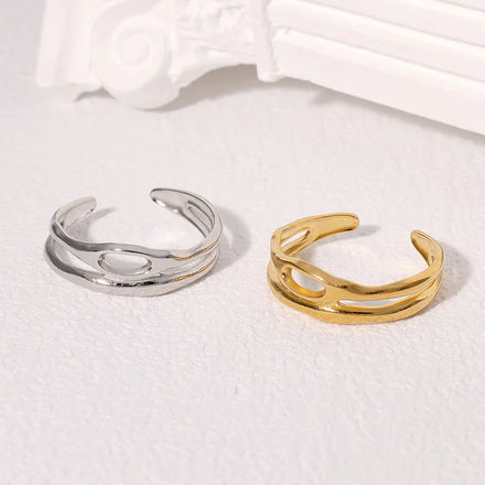 Beimai OEM Ring Wholesale Simple Double-layer Hollow Waterproof Stainless Steel Ring