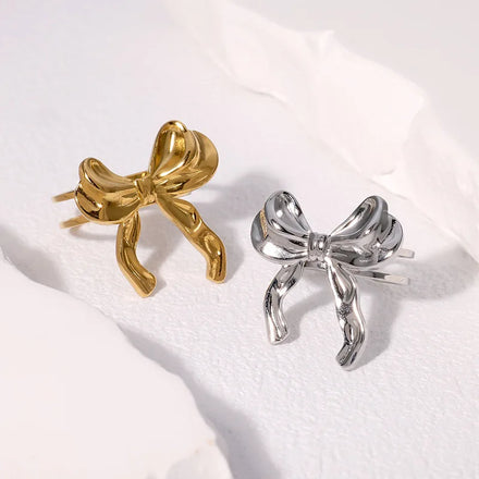 Beimai OEM Ring Fashionable Sweet Bow Waterproof Stainless Steel Open Adjustable Women's Ring