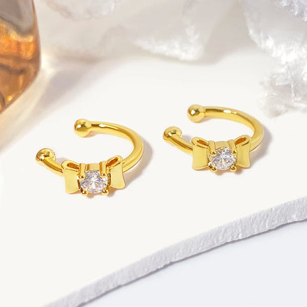 Ready to Ship Cuff Earring Foxi Fashion Jewelry for Women Gold Plated BKK Hot Sale Ribbon Bow Cuff Earrings