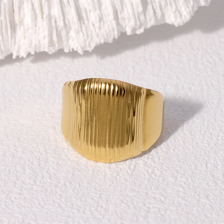 Beimai OEM Ring Punk Gold-plated Waterproof Stainless Steel Wide Version Women's Ring
