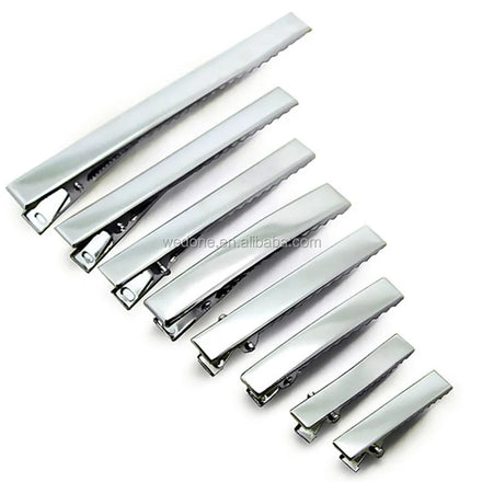 Kimmy 8cm Silver Sporty Glitter Unisex DIY Hair Clips-Metal Alligator Clip for Back to School