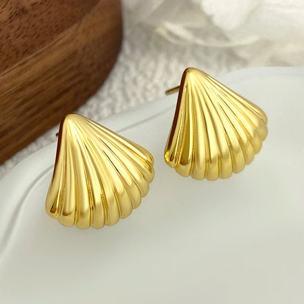 Foxi Factory Boho Jewelry 18K Gold Plated Chunky Shell Shape Earrings Jewelry for Gift