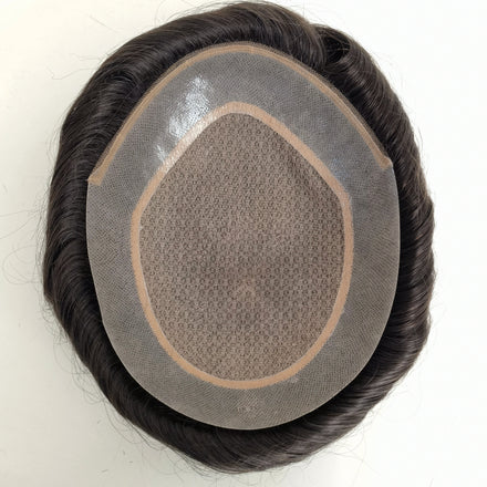 Silk Top Pu Skin Around Natural Human Hair Hidden Knots Base Men Toupee Hair Piece With Ready for Delivery