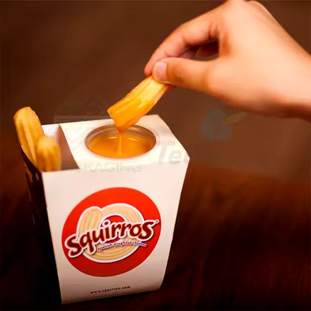 Eco Friendly Handle Customized Churros Fritters Sauce Dip Tray Box Cake Donuts Sushi Brownie Cookies Paper Take Away Packing Box