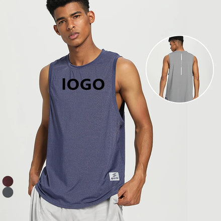 Basketball Training Sports Vest for Men Solid Color Round Neck Loose Outdoor Running Quick-Drying Breathable Sleeveless T-Shirt