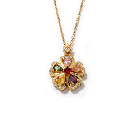 Beimai OEM Necklace Wholesale New Fashion Luxury Colorful Zircon Flower Pendant Necklace