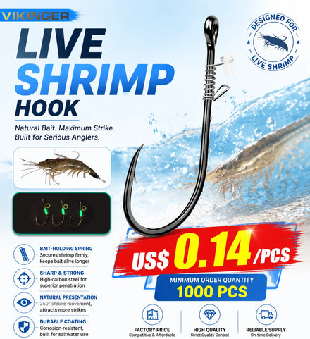 Live Fishing Bait Shrimp Samurai Hook Mustad Hooks SML Size Shrimp Live Bait Hooks