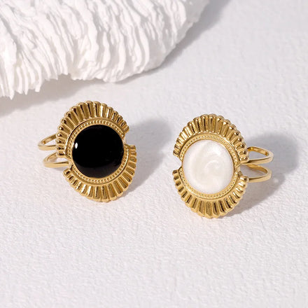Beimai Luxury High-End Retro Geometric 18K Gold-Plated Women's Ring Classic Style OEM High-Aesthetic Ring Light
