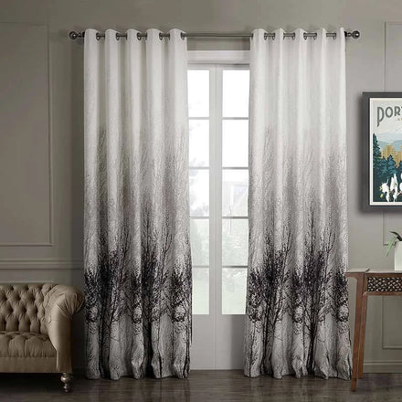 LUCKY TREE Floral Embossed Blackout Curtain Cloth Modern Grommet Woven Technique for Bedroom Living Room New Curtains Valances