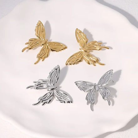 Beimai OEM Stud Earrings Wholesale Versatile Cute butterfly Shape Stainless Steel Stud Earrings