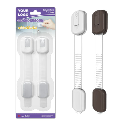 Multifunctional Soft Reach Certified TPE Strap for Cabinets Adjustable Length Lively Puppy Paw Prints Buttons Lock Fridge