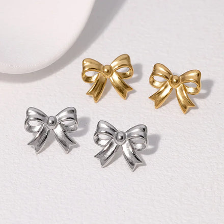 Beimai OEM Stainless Steel Women's Stud Earrings Simple and Small Design Cute Bow Trendy Style for Gift