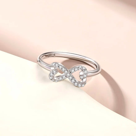 Sun Star Pure 925 Silver Engagement Ring Infinite Love Heart Symbol with Zircon Stone Rhodium Plated Weddings Wholesale Factory