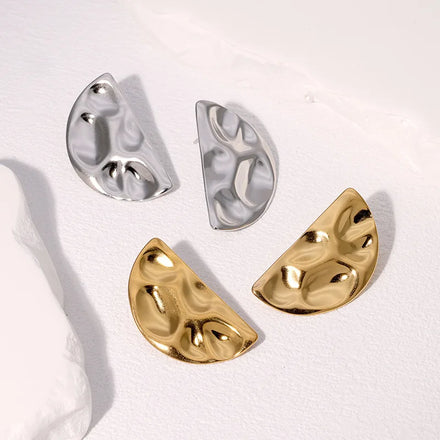 Beimai OEM Stud Earrings Geometric Semicircle 18k Gold Plated Stainless Steel Women's Stud Earrings
