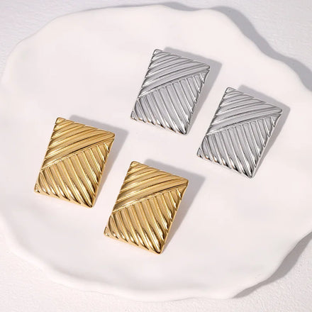 BM Unisex Jewelry Wholesale Waterproof Stainless Steel Silver/Gold Plated Geometric Square Stud Earrings Simple Exaggerated