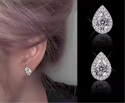 Fine Jewelry Dainty Moissanite Earring for Women 925 Silver Rhodium Plating Pear Cut Diamond Wedding Inspired Gift Past Testers