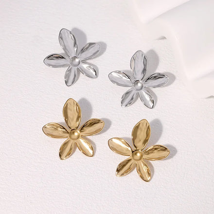 2026 New Jewelry Wholesale Waterproof 18k Gold-plated Stainless Steel Women Flower Earrings