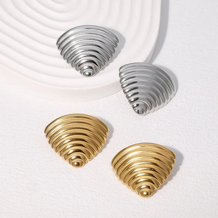 BM Summer Jewelry Wholesale Quality Hypoallergenic 304 Stainless Steel Gold Shell-shaped Stud Earrings