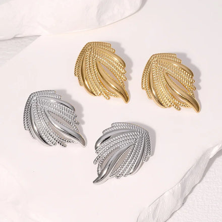 Beimai OEM Stud Earrings Retro Fashion Wing Shape 18k Gold-plated Stainless Steel Women's Stud Earrings