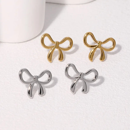 2026 Classic Style Waterproof Earrings Cute Bow Stainless Steel Stud Earrings for Female Gift