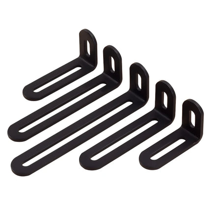 Black Adjustable L-Shape Corner Brace with Slot Metal Steel Joint Right Angle Brackets for PC case and Fixing Furniture