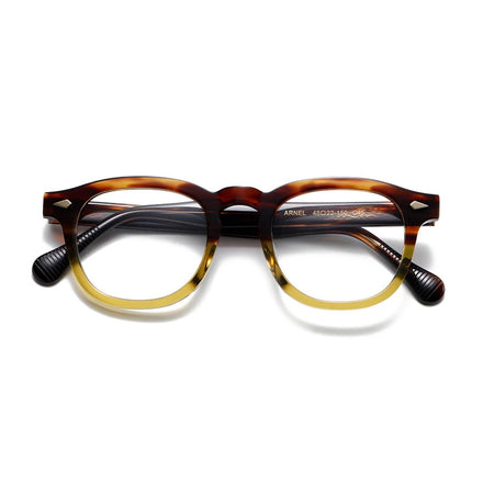 Custom Men's Vintage Retro Thick Acetate Optical Anti Blue Light Glasses Frames Solid Fashionable Titanium Temple Core