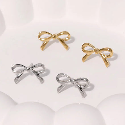 Beimai OEM Stud Earrings Simple Bow 18k Gold Plated Stainless Steel Women's Stud Earrings