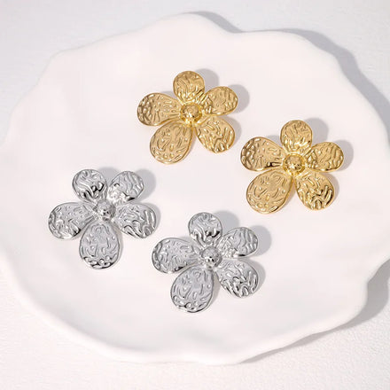 BM Wholesale Waterproof Stainless Steel Big Flower Women Stud Earrings