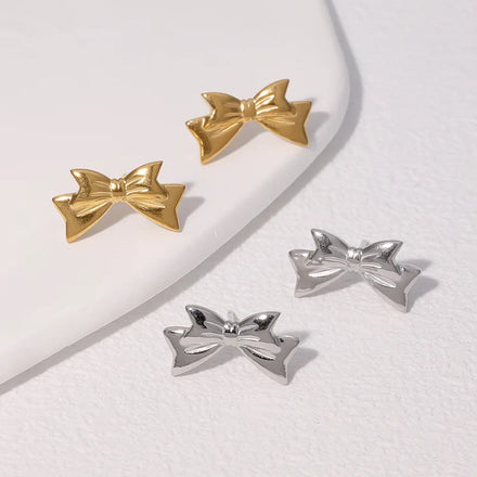 Beimai Small Exquisite Cute Bow-knot Gold-Plated Stainless Steel Stud Earrings Classic Style OEM for Women for Gift