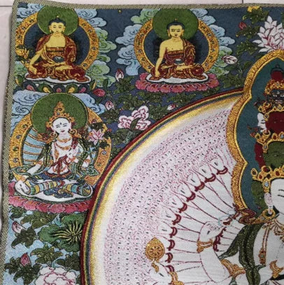 Vintage Tapestry Tangka Embroidery Painting Xizang Thousand Hand Guanyin Painting Tapestry Cloth Painting Decoration