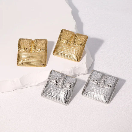 Beimai OEM Stud Earrings Vintage Gold-plated Hypoallergenic Geometric square Stainless Steel Women's Stud Earrings