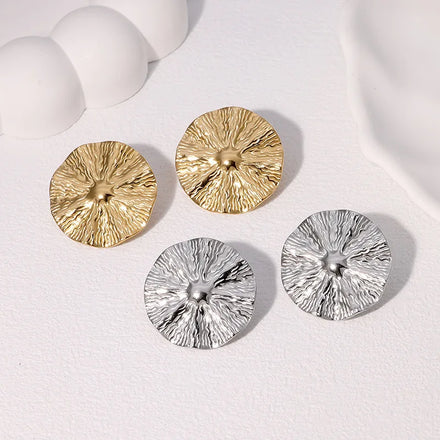 Beimai OEM Stud Earrings Retro Geometric Round Stainless Steel Luxury Women Stud Earrings