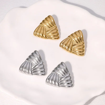 Beimai OEM Retro Geometric Triangle Stud Earrings Waterproof Stainless Steel Luxury Party-Style Classic OEM Customizable