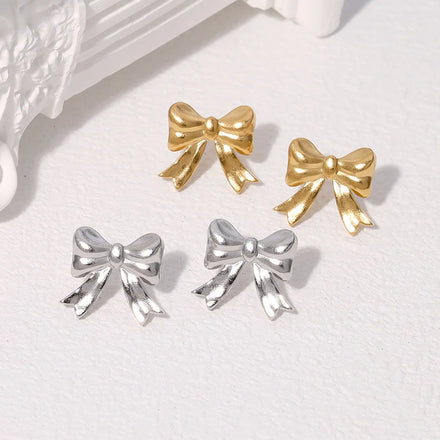 Beimai OEM Stud Earrings Simple Cute Fashionable Bow Waterproof Stainless Steel Stud Earrings