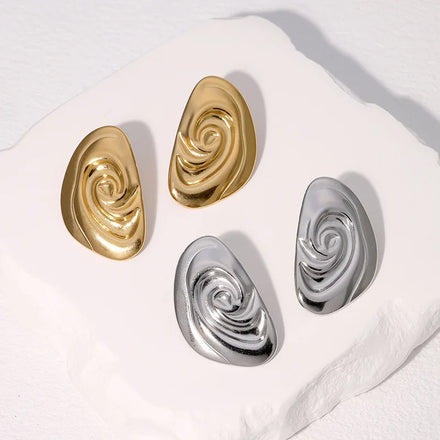 Beimai OEM Stud Earrings Light Luxury Cochlear Conch Waterproof Stainless Steel Stud Earrings