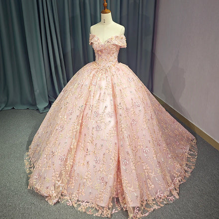 Jancember 9958 Boho Pink Pearls Off the Shoulder Quinceanera Dresses for 15 Girls