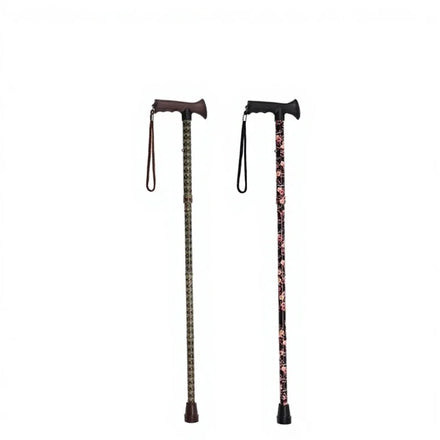 Wholesale OEM 5 Section Aluminum Alloy Shaft Rubber Tip Adjustable Folding Walking Cane Lightweight Fancy Wooden T-Handle CE