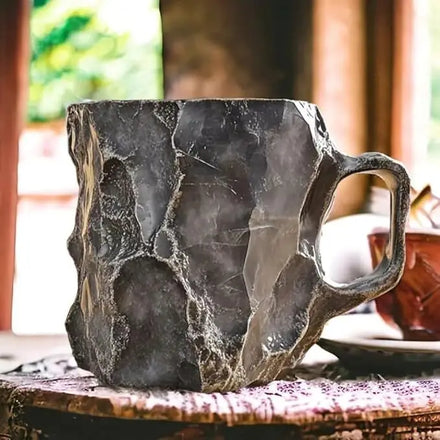Wholesale Crystals Healing Gemstone Hand Carved Grey Mineral Mug Cup Crafts